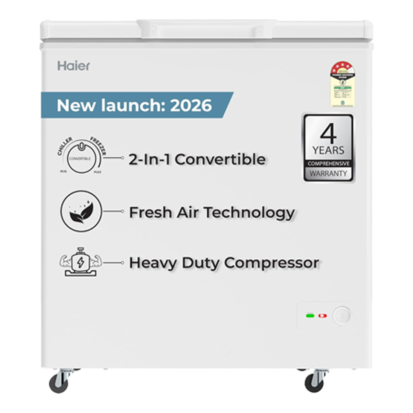 Haier 218 Litres 4 Star Single Door Standard Deep Freezer (White, HFC230SPW4)