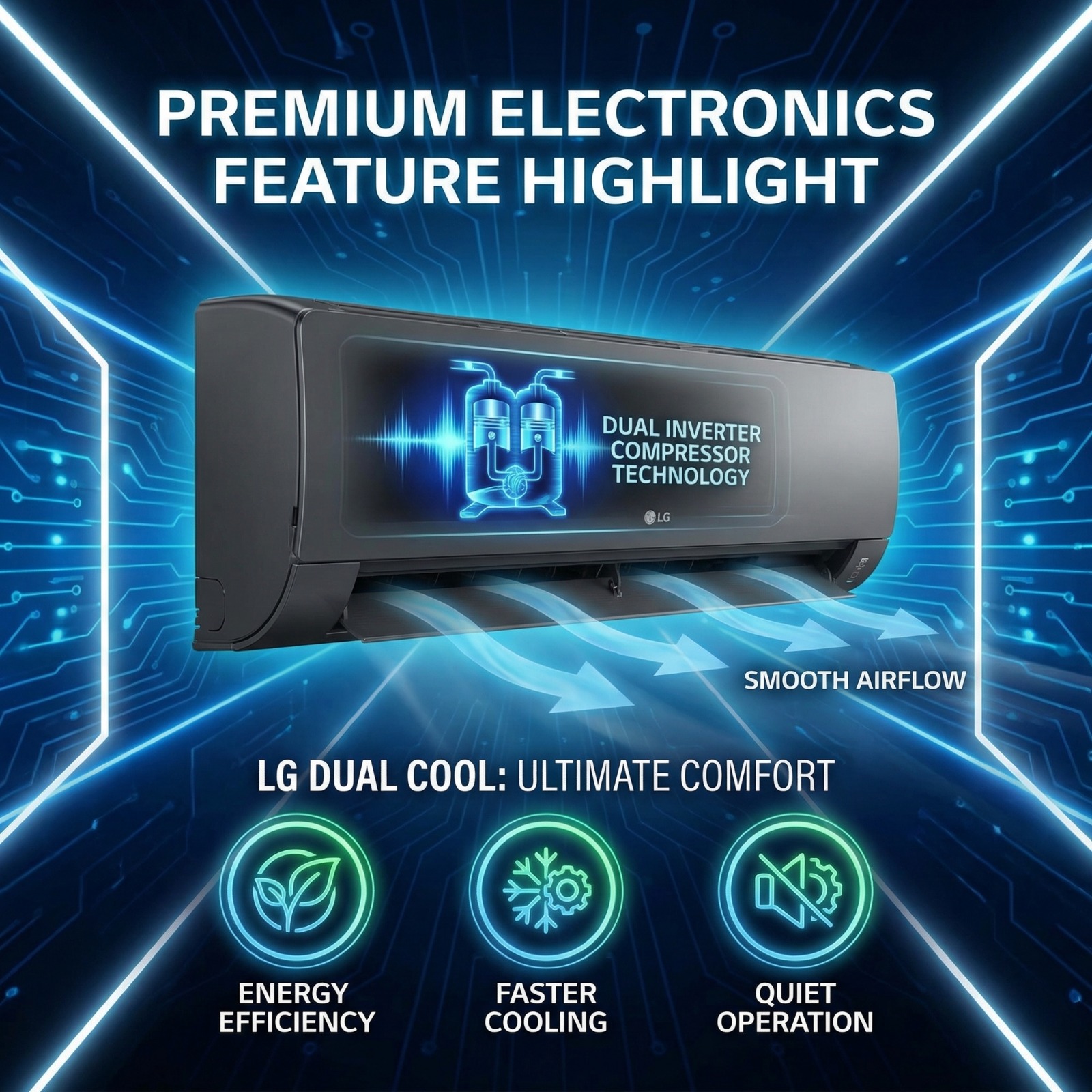 LG 1.5 Ton 3 Star Inverter INDOOR AC (1.5TUSNQ18ZNXE3SIU)