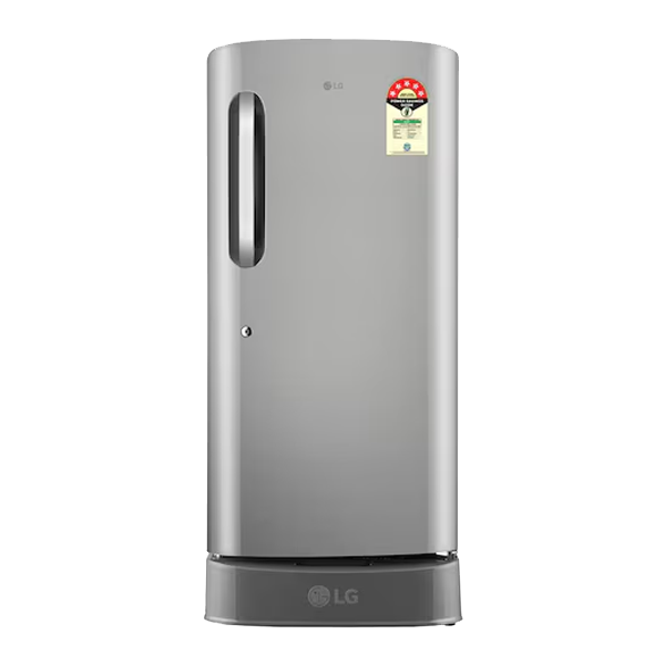 LG 210L Single Door Refrigerator with Base Stand Drawer (Smart Inverter Compressor, Direct Cool, Shiny Steel, 5 Star, GLD2256ZAPZ)