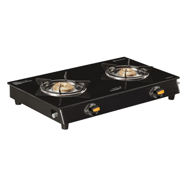VGuard Sturdee 2A Black Glass Manual Gas Stove (2 Burners, 2BSTURDEE2AGCT)