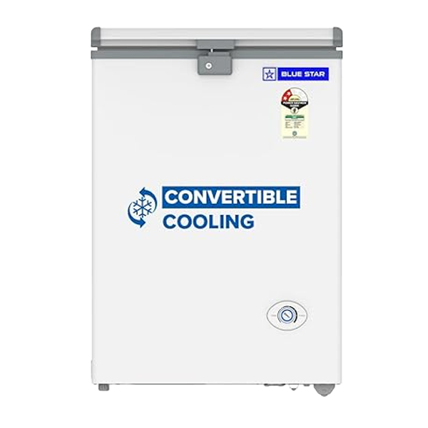 Blue Star 108L Hard Top Deep Freezer (Convertible Cooling, 3 Star, Wide Voltage, Compact Design, White, HT2N130)
