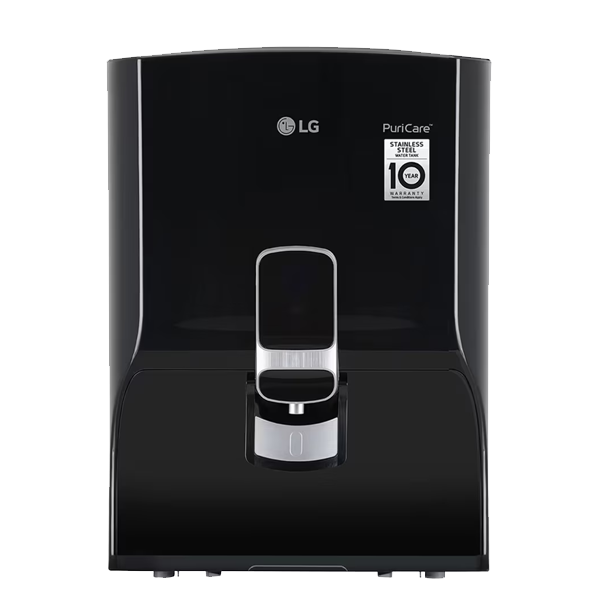 LG 8L RO Water Purifier (Stainless Steel Tank, Digital Sterilizing Care, Solid Black, WW132NF)