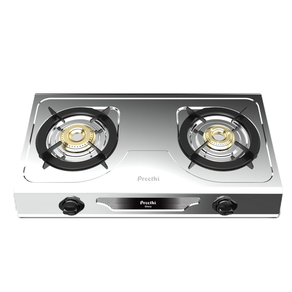 Preethi Glory Stainless Steel 2 Burner Gas Stove (GLORY2B)