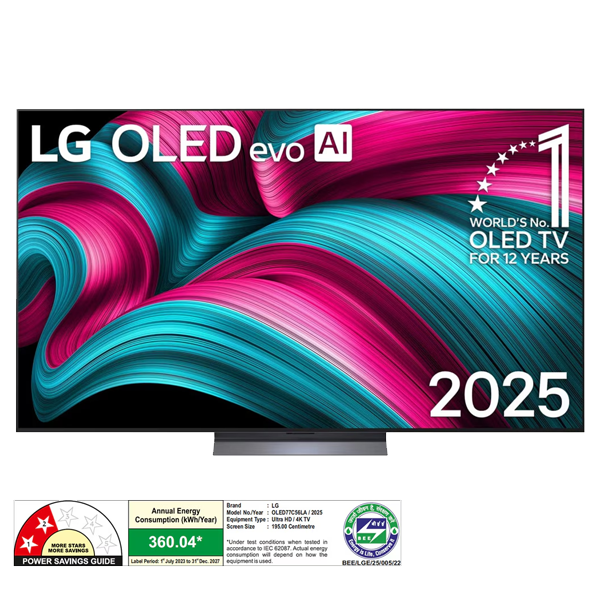 LG evo AI C5 195 cm (77 inch) OLED 4K Ultra HD Smart WebOS 25 TV (OLED77C5)