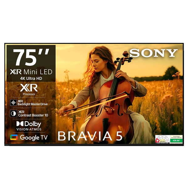 Sony 189 cm (75 inches) BRAVIA 5 Series 4K Ultra HD Smart Mini LED Google TV (K75XR55A)