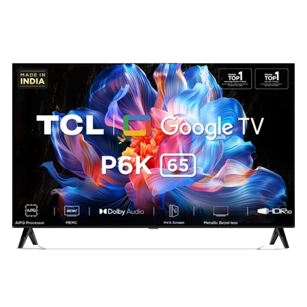 TCL P6K 165 cm (65 inch) 4K Ultra HD LED Smart Google TV with Google Voice Assistant (2025 model, TCL65P6K)