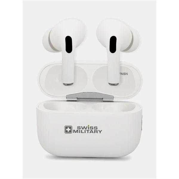 Swiss Military Pods Pro Max Wireless Earbud (White, In the Ear, SMEBPODSPROMAX)