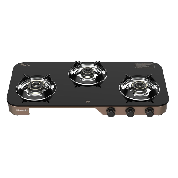 Butterfly Aeroline 3 Burner Glass Manual Gas Stove (3BAEROLINEGCT)