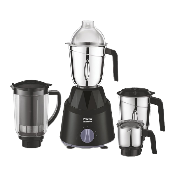 Preethi Galaxy Plus MG 250 - Super Extractor Juicer Jar, Vega W5 Motor, 750 Juicer Mixer Grinder 4 Jars, Black (GALAXYPLUS750W)