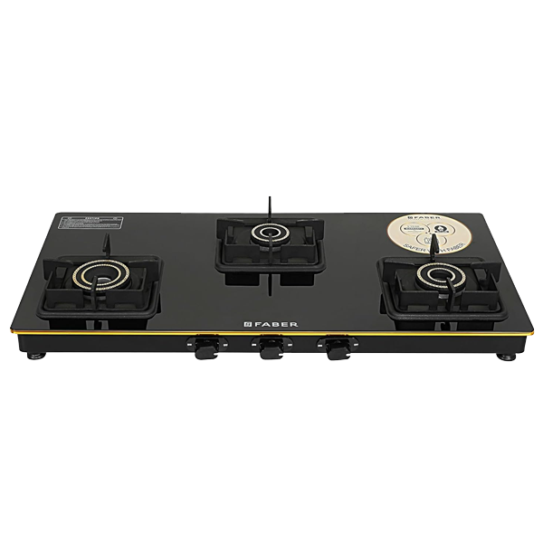 Faber PRINCE PLUS 3BB BK Toughened Glass Top 3 Burner Manual Hob (PRINCEPLUS3BBBK)