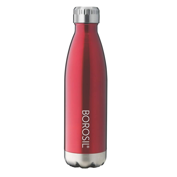 Borosil Hydra Bolt Trans Red 750 ml Stainless Steel Water Bottle (Double Wall Vacuum Insulated Flask, BRSBOLTRANS750CP)