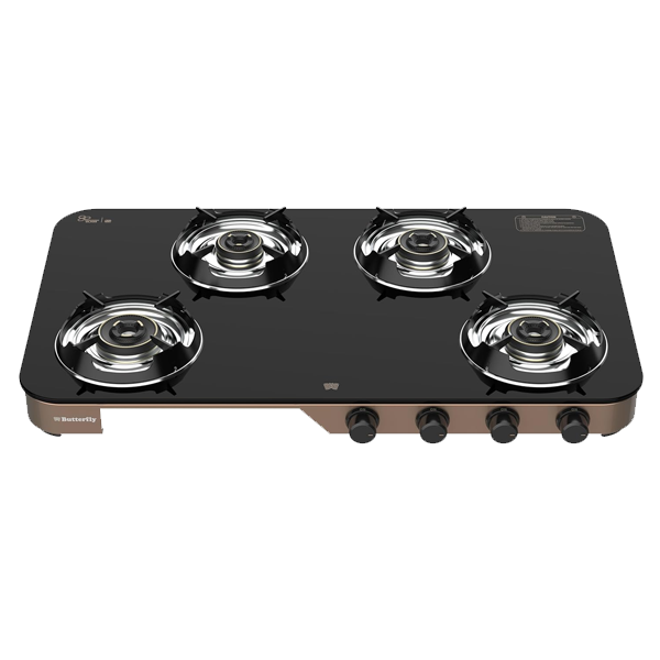 Butterfly Aeroline 4 Burner 3 Star Glass Top Gas Stove (4BAEROLINEGCT)