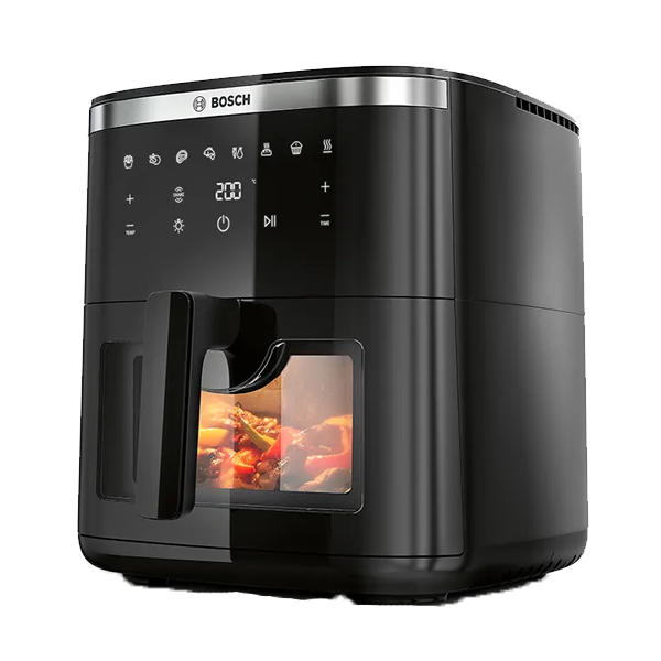 Bosch Crispmaxx Air Fryer 7.2L with baking tray, With Touch Panel,7 Presets menus,Illuminated Viewing Window, Shake Alarm (MAF671B5IN)