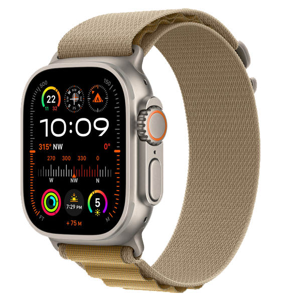 Apple Watch Ultra 2 [GPS + Cellular 49 mm] Smartwatch, Sports Watch with Natural Titanium Case with Tan Alpine Loop - L (IWU2CEL49NTRTIMX4H3)