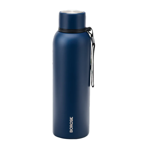 Borosil Hydra Trek Indigo 850ml Stainless Steel Black Double Wall Vacuum Insulated Flask Water Bottle (BRSTREKINDIGO850ML)